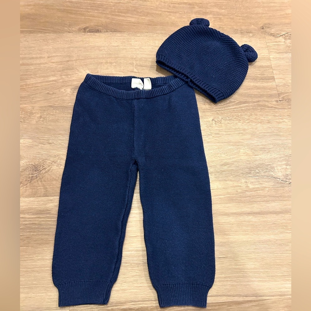 Gap Baby Navy Knits Pant & Hat
